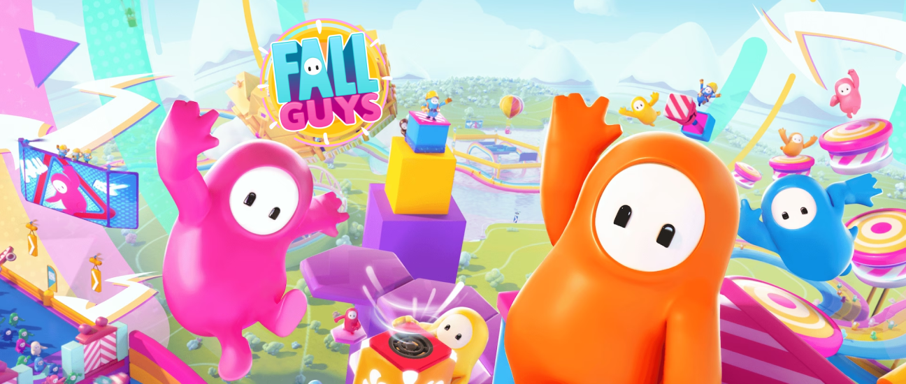 Screenshot of the game Fall Guys: Ultimate Knockout showing colorful characters in a playful environment