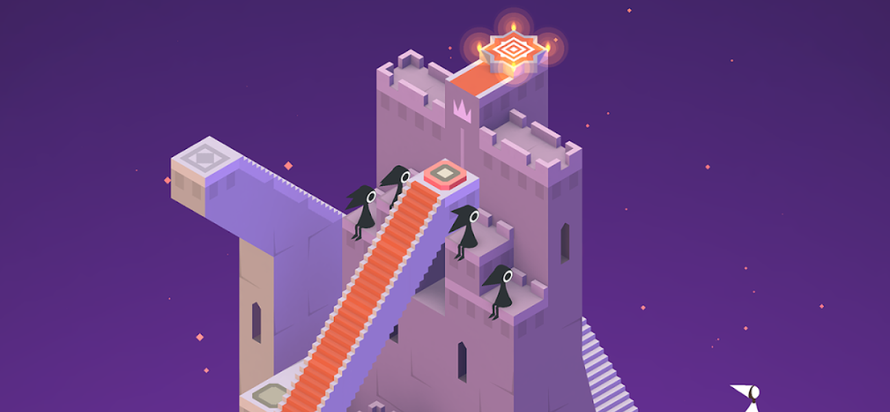 Screenshot of the game Monument Valley showing a player navigating through a surreal and minimalist world