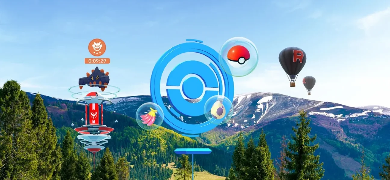 Screenshot of the game Pokemon GO showing a player catching a Pokémon in the real world